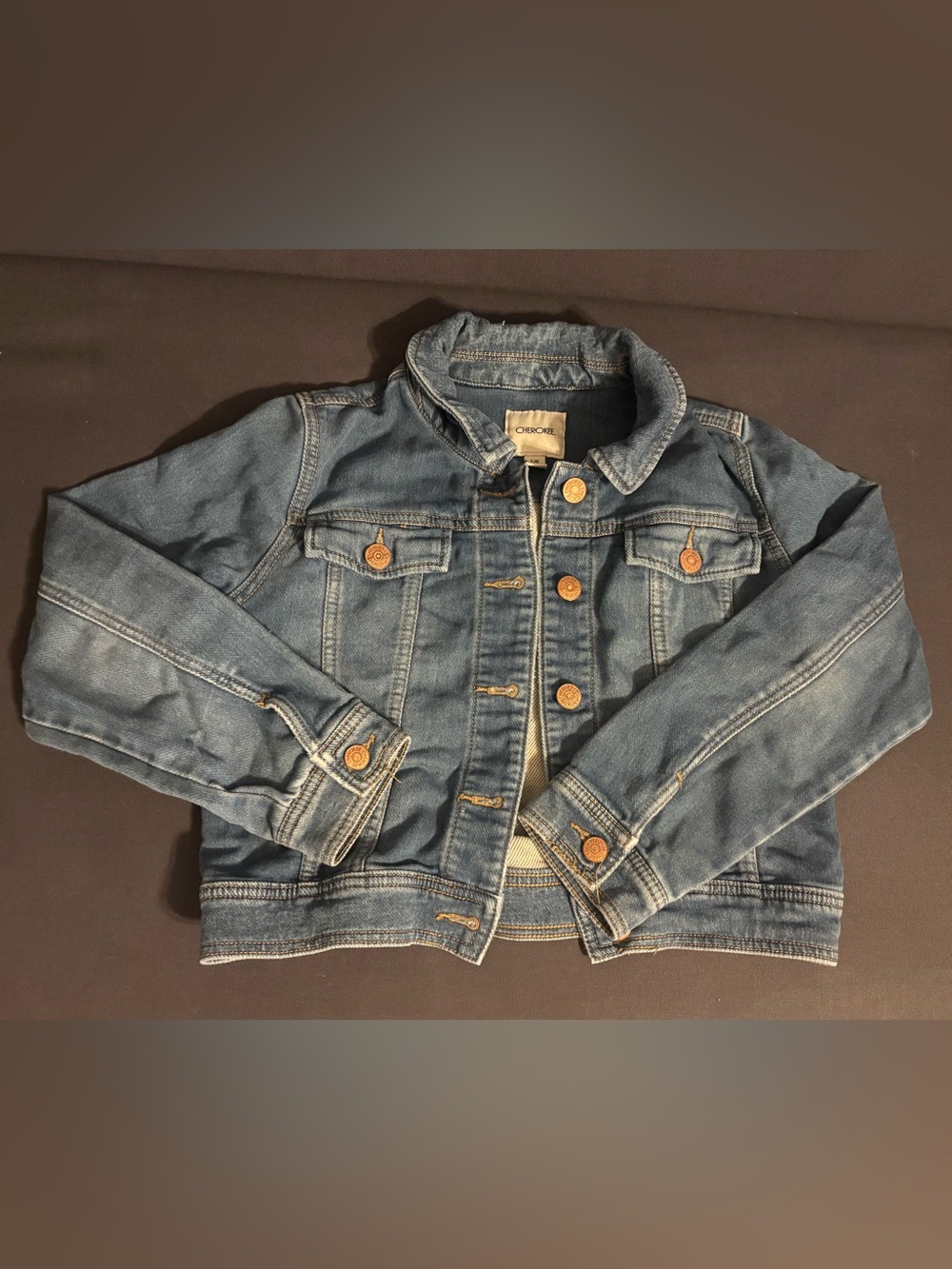 Cherokee Light Blue Kids Denim Jacket with Copper Buttons size L